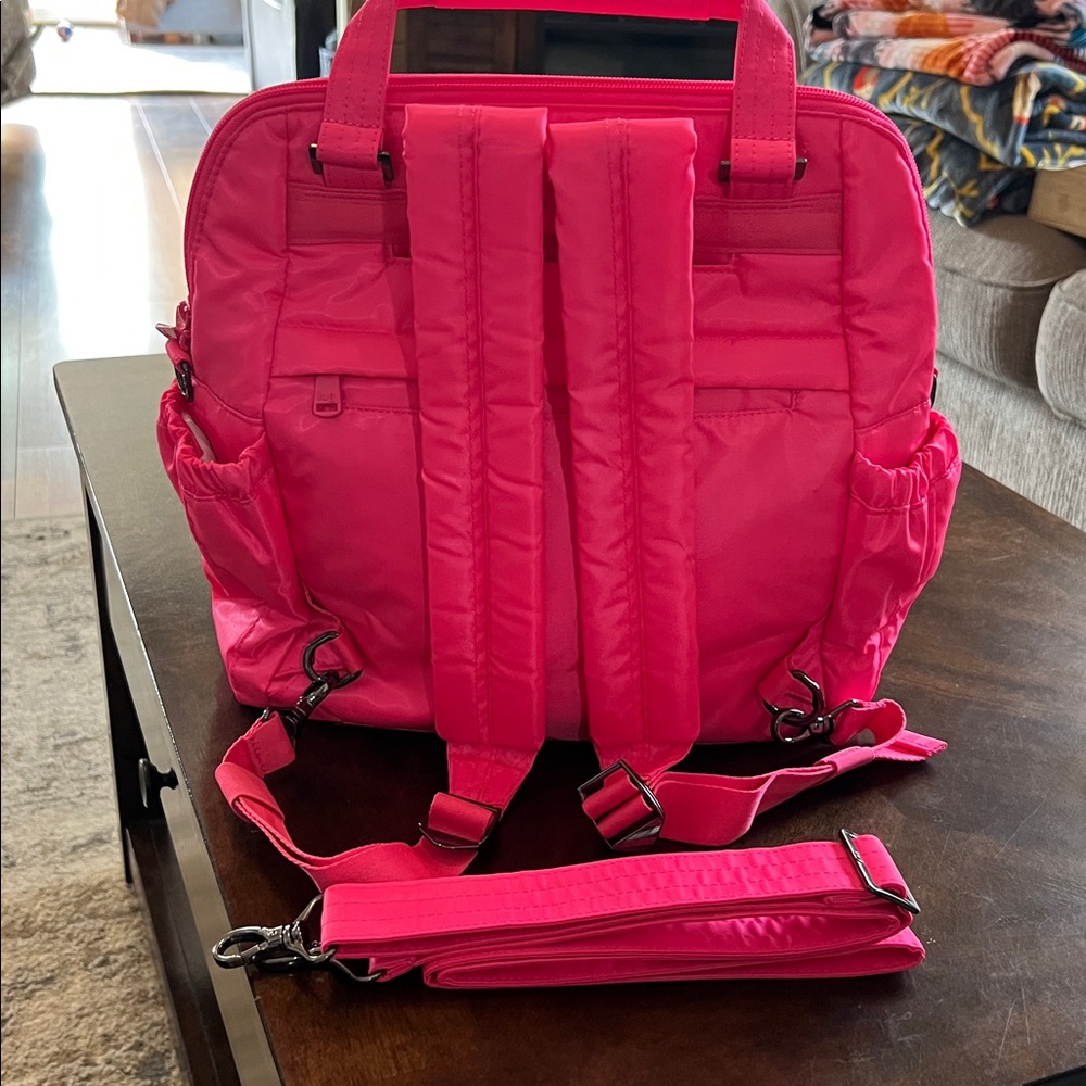 Lug Magenta Canter Quilted Backpack, crossbody and tote. - Picture 6 of 9
